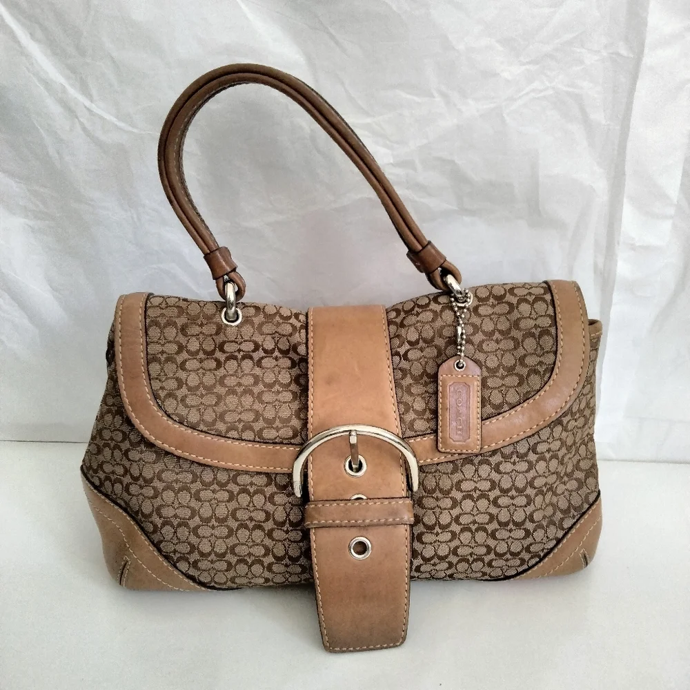 Vintage Coach  Leather canvas monogram Small Handbag - Picture 10 of 16